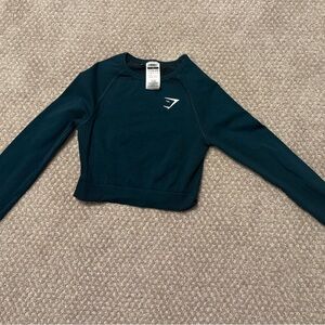 Gymshark Dark Green Cropped Long Sleeve Top